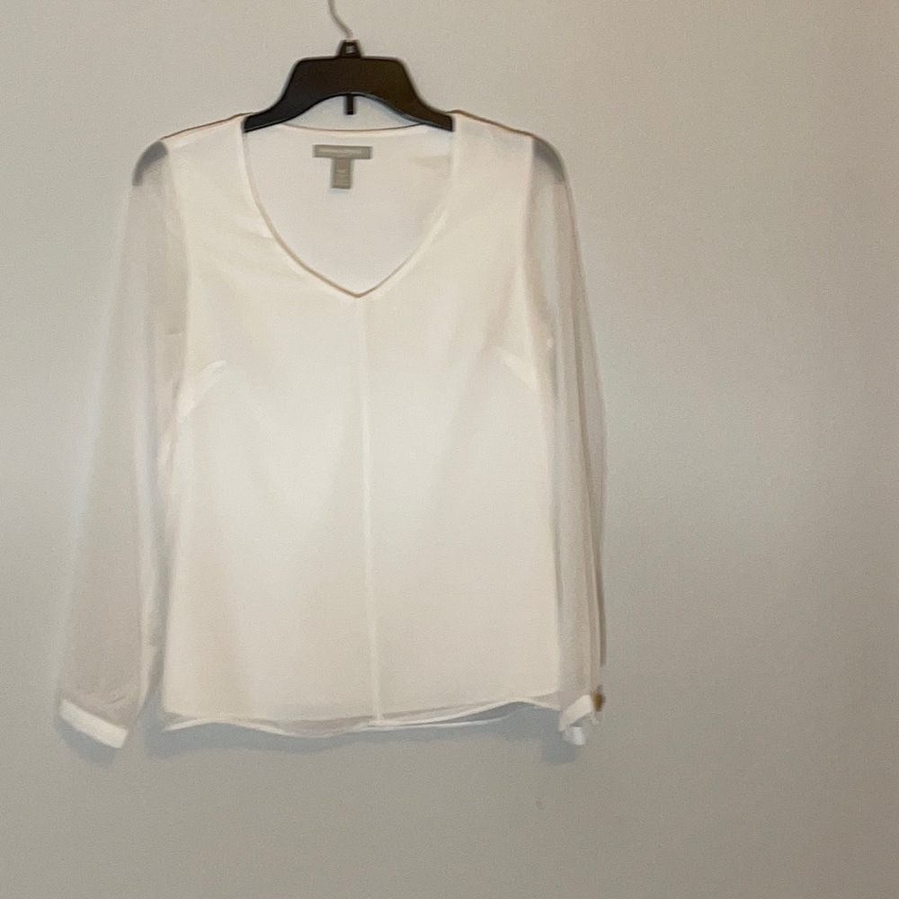 Sheer white longsleeve blouse. Banana republic out